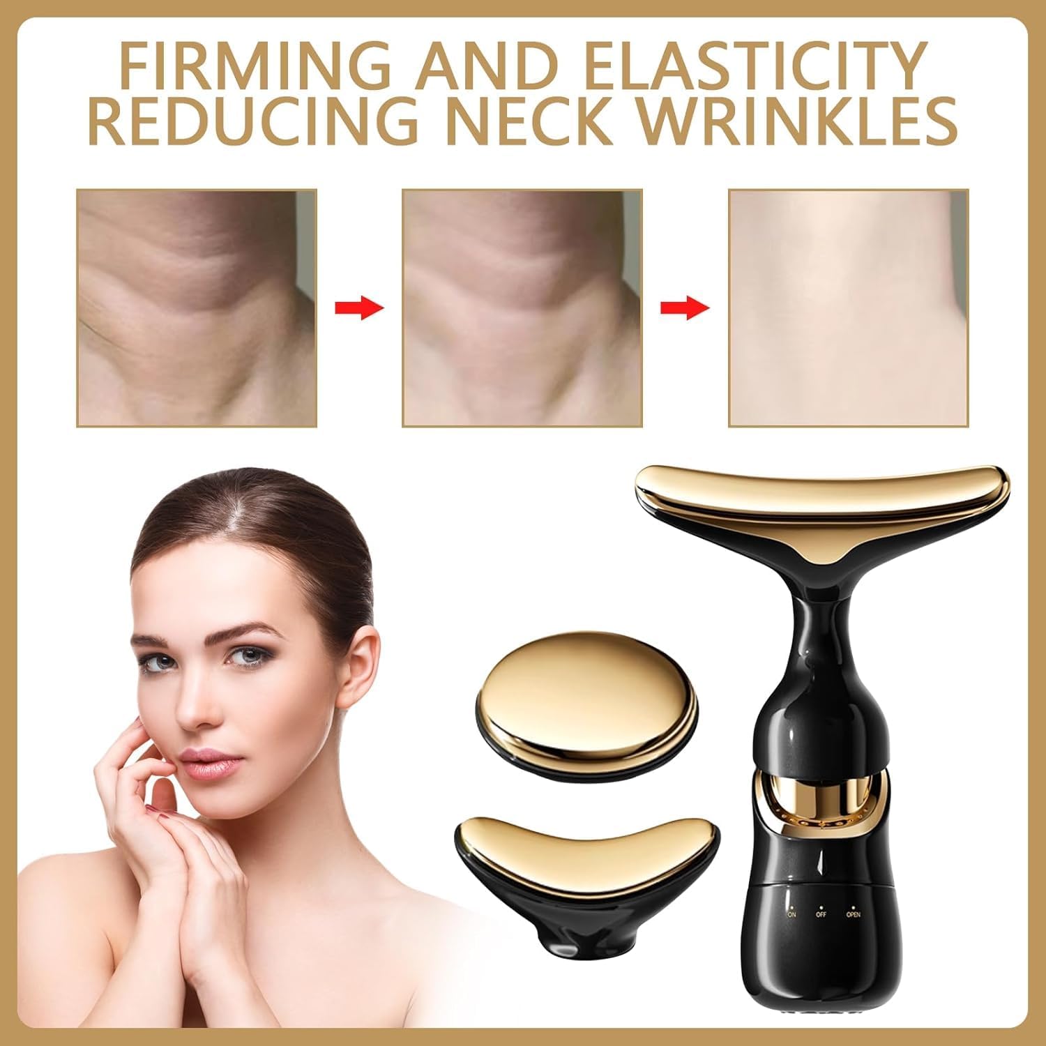 Evilia Ecom Face Slimming and uplift wand, 3-in-1 Beauty Massager for Face and Neck, Facial Massager for Skin Care, Thermal and Vibration Technologies for Skin Care Improve Glowing Skin, Smooth and Tightening Skin 1