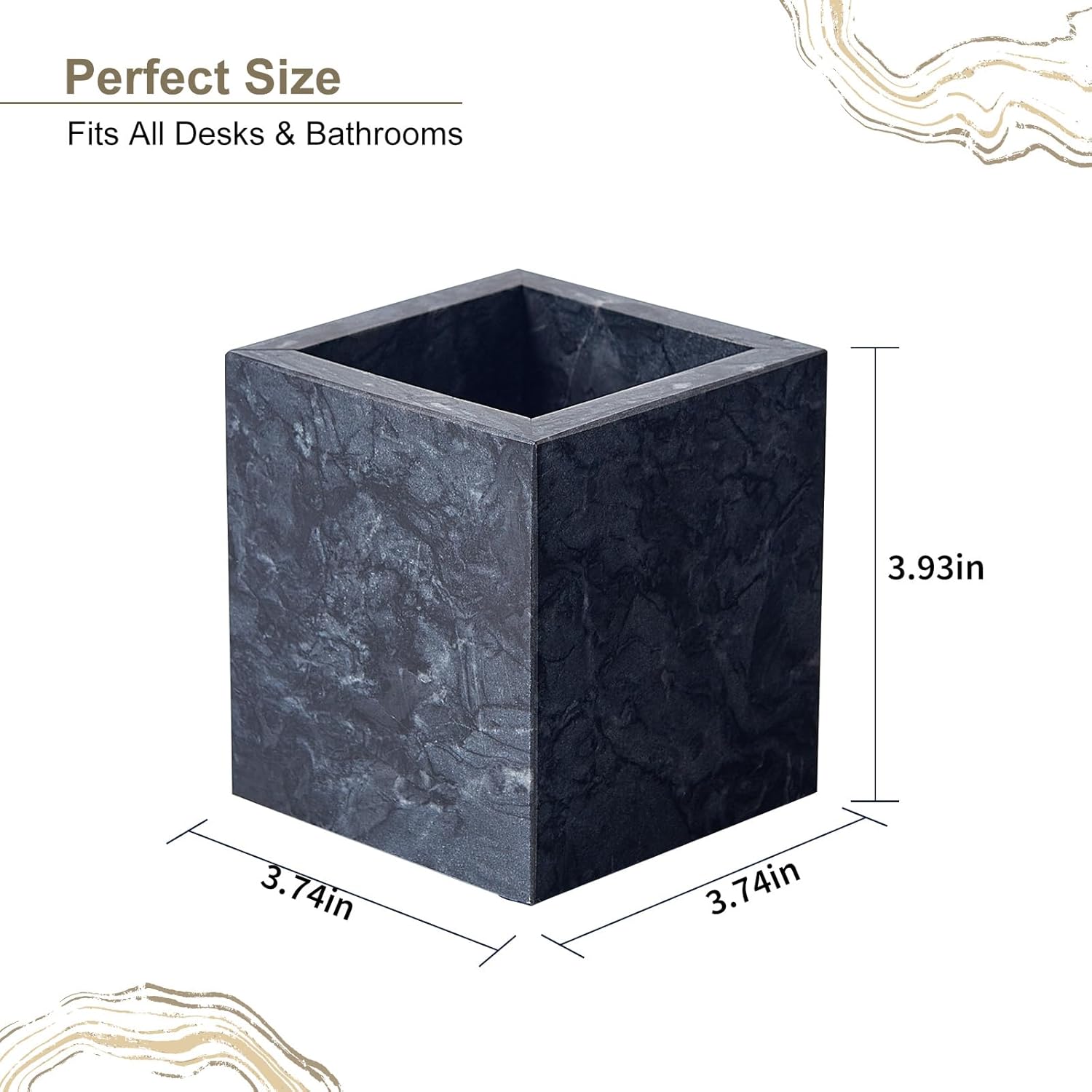 Scalloped Marble Tray and Holder Set - Coordinated Bathroom Vanity Organizer for Jewelry, Cosmetics, Toothbrush, Pens | Decorative Stone Tray with Non-Slip Pads