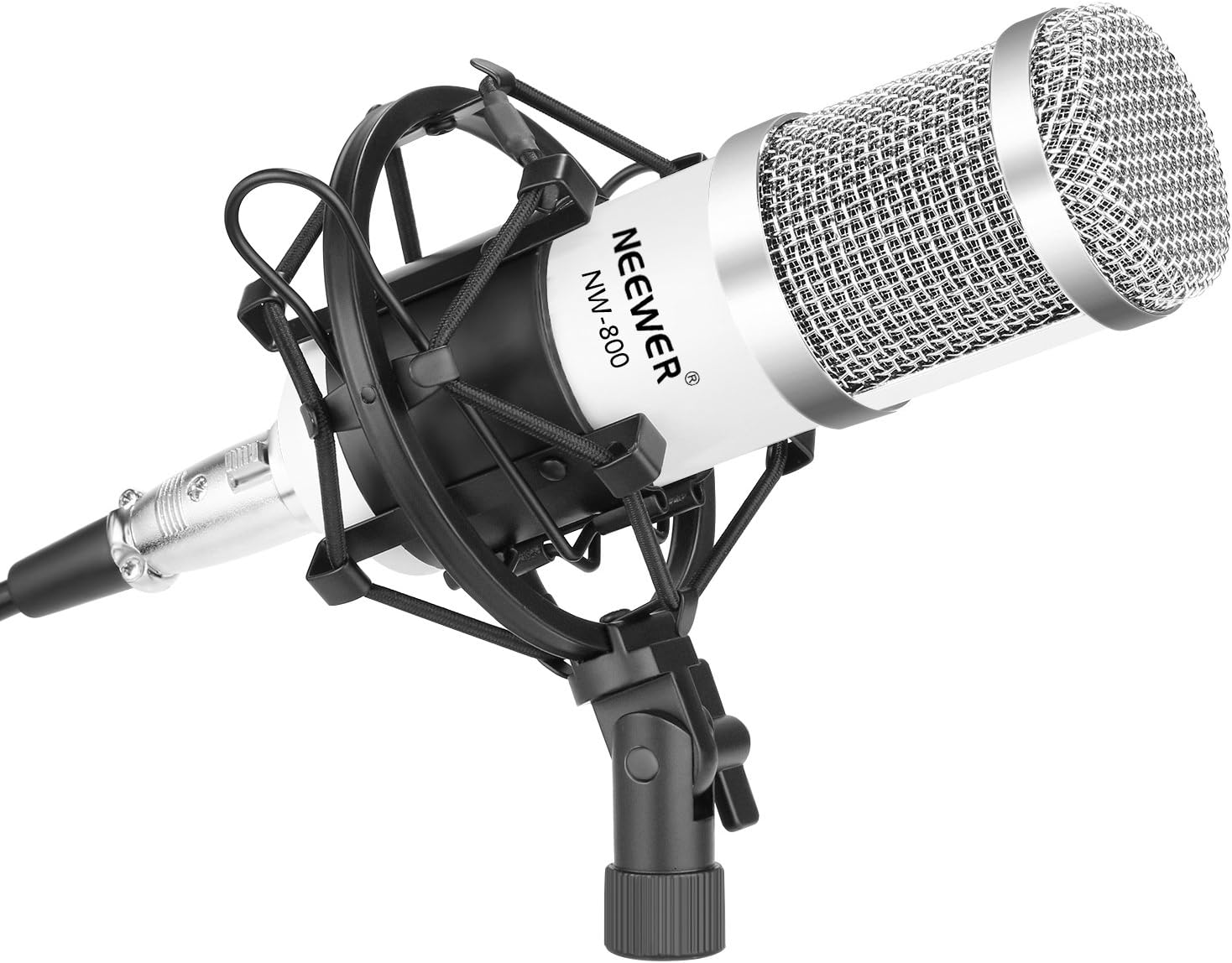 Black Friday - 70% OFF Neewer NW-800 Pro Studio Broadcasting Recording Condenser Mic Kit with NW-35 Adjustable Mic Suspension Scissor Arm Stand with Black Shock Mount and Table Mounting Clamp, Pop Filter(White and Silver)