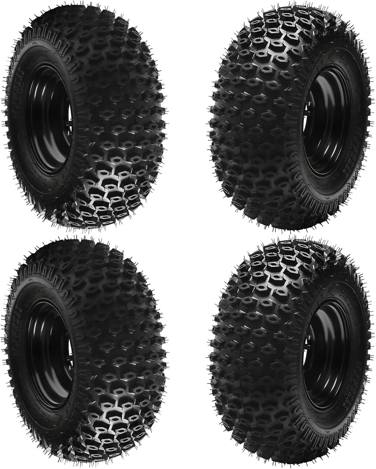 4 Pack 16x8.00-7 ATV Tires with Rims - 4PR Tubeless 7-Inch Wheels for UTV, Go-Kart, Quad, Buggy, Mini Bike All Terrain Tires 4 Stud 110mm Bolt Pattern
