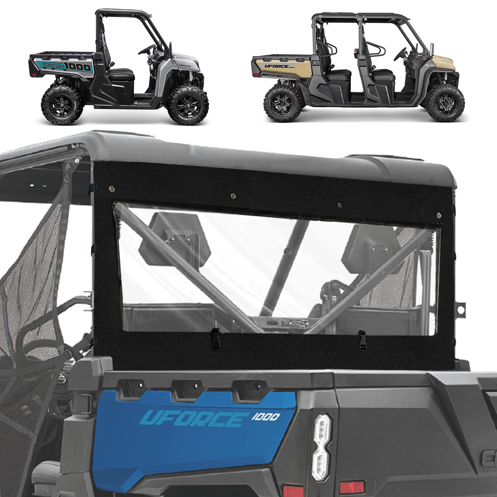 Rear Windshield Compatible with CFMOTO Uforce 1000/1000XL, Soft PVC Back Window Screen Rear Window for 2019+ Uforce 1000/ 2022+ Uforce 1000 XL Accessories