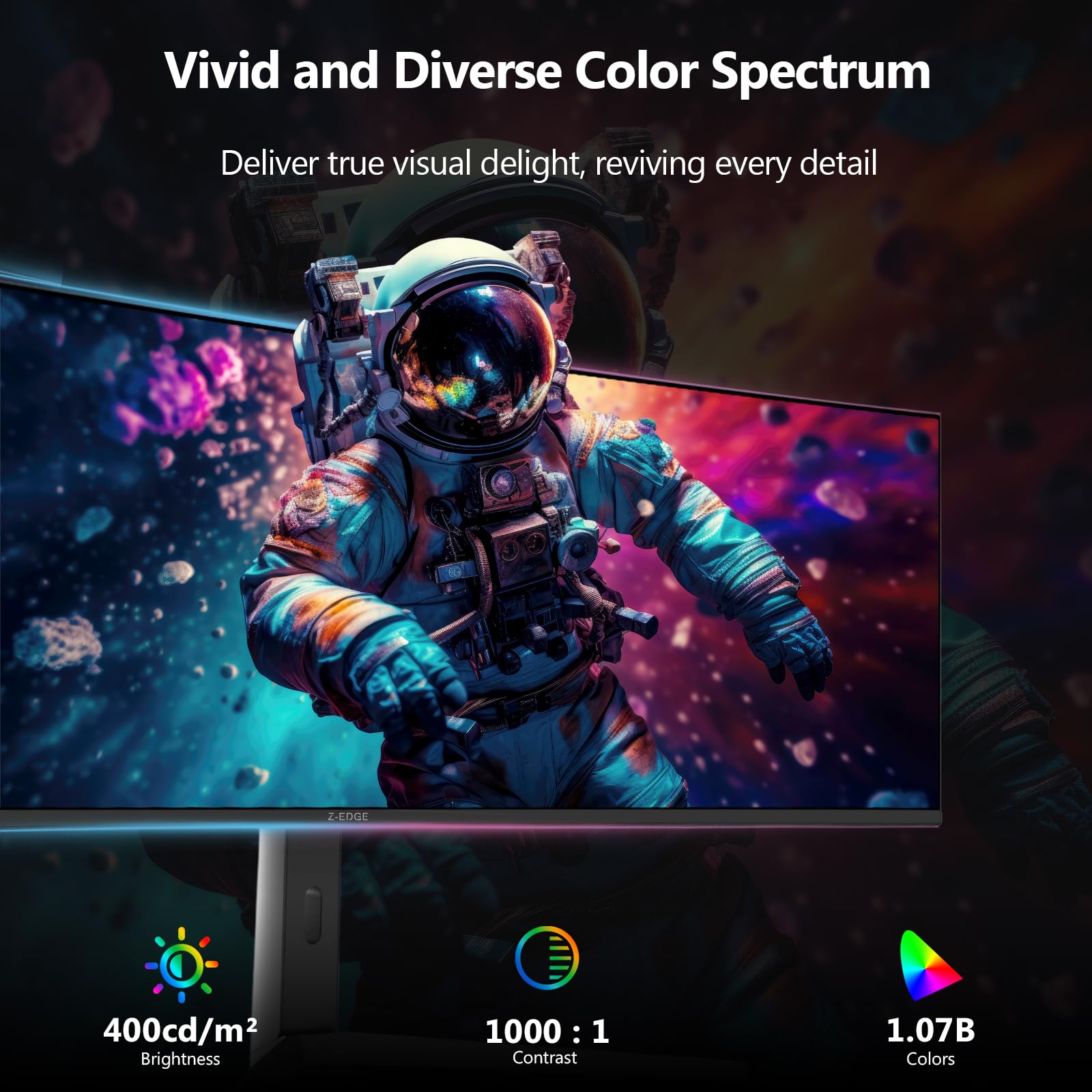 Z-Edge Zakrzywiony Monitor Gamingowy 49 Cali 144Hz, Panel IPS, DQHD 5120x1440, 32:9, KVM, 1ms, FreeSync, Regulowana Wysokość/Pochylenie, Obrotowy, 10Bit, 400cd/m², USB Type C 65W/HDMI2.1/DP1.4
