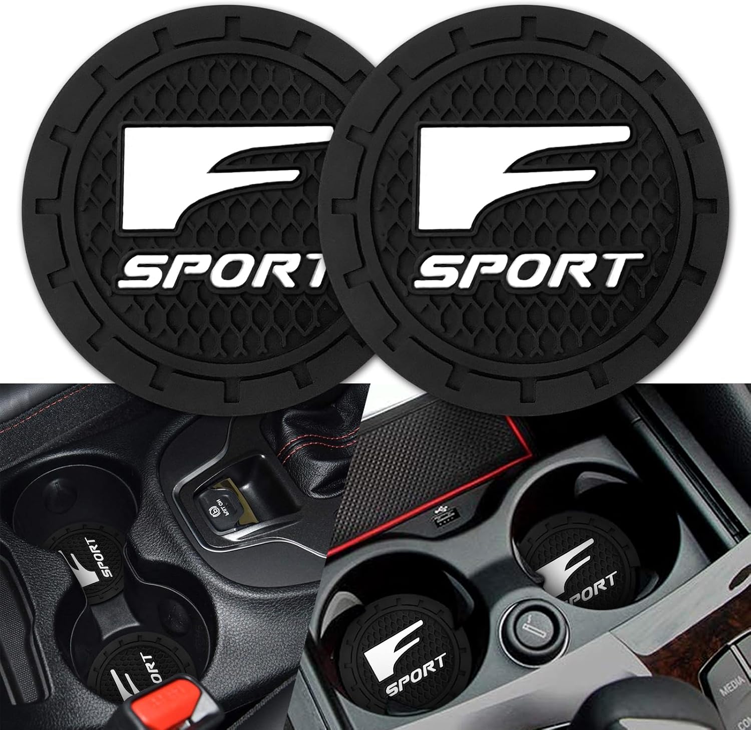 Posavasos de silicona negro para auto 2 piezas 2.75 pulg miniatura 1