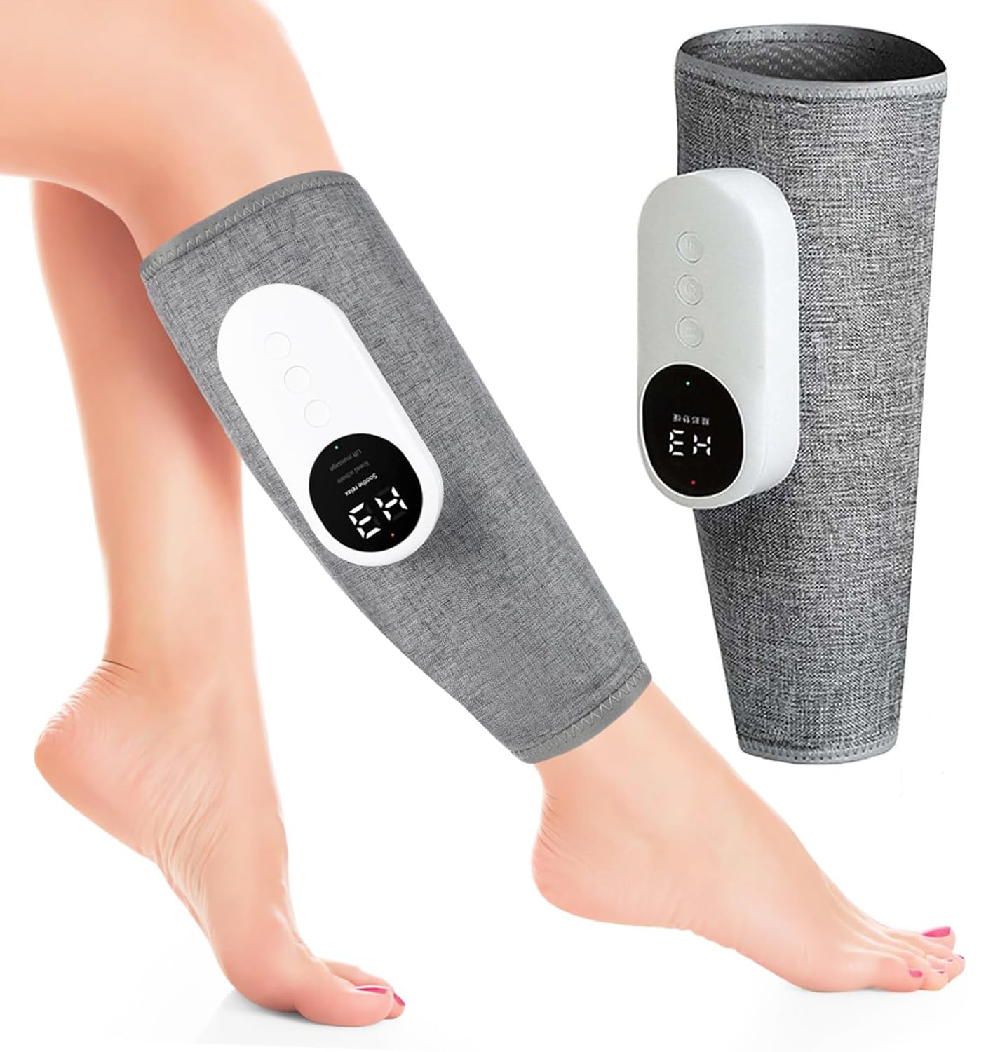 Leg Compression Massager Electric Calf Foot Massager with Heat Cordless Muscle Massager with 3 Modes Intensities Heated Knee Sleeve Wrap Foot Massager Machine Gift for Dad Mom