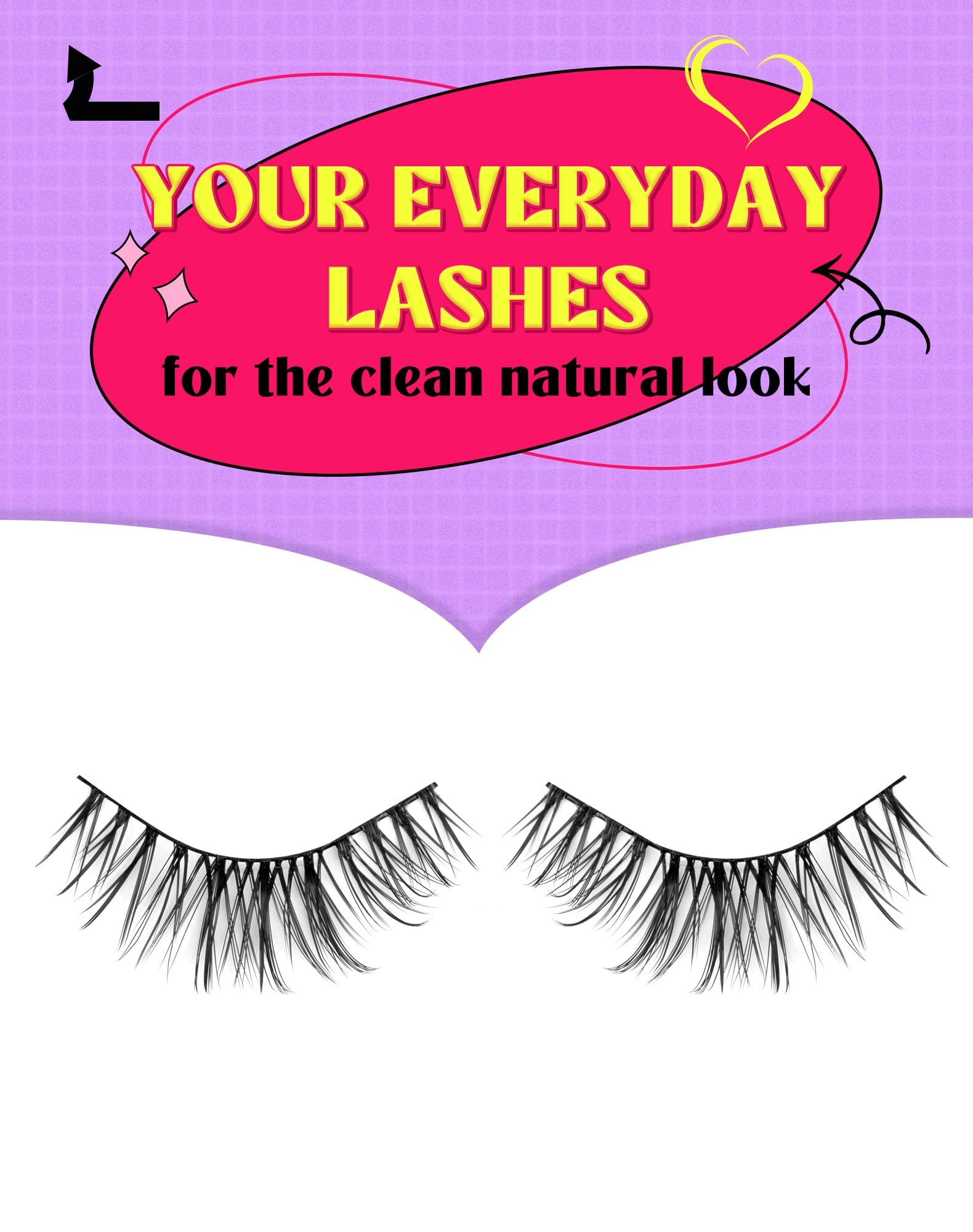 Onlyall Lashes Natural Look False Eyelashes Fluffy Fake Eye Lash Wispy D48, Black, 1 pair (Pack of 7) - Image 4