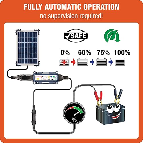 Miniatura 9 de Optimate Solar Duo 10 W, TM522-D1, 6 pasos 12 V12.8 V 0.83 A resistente a la intemperie, cargador y mantenedor de ahorro de batería solar