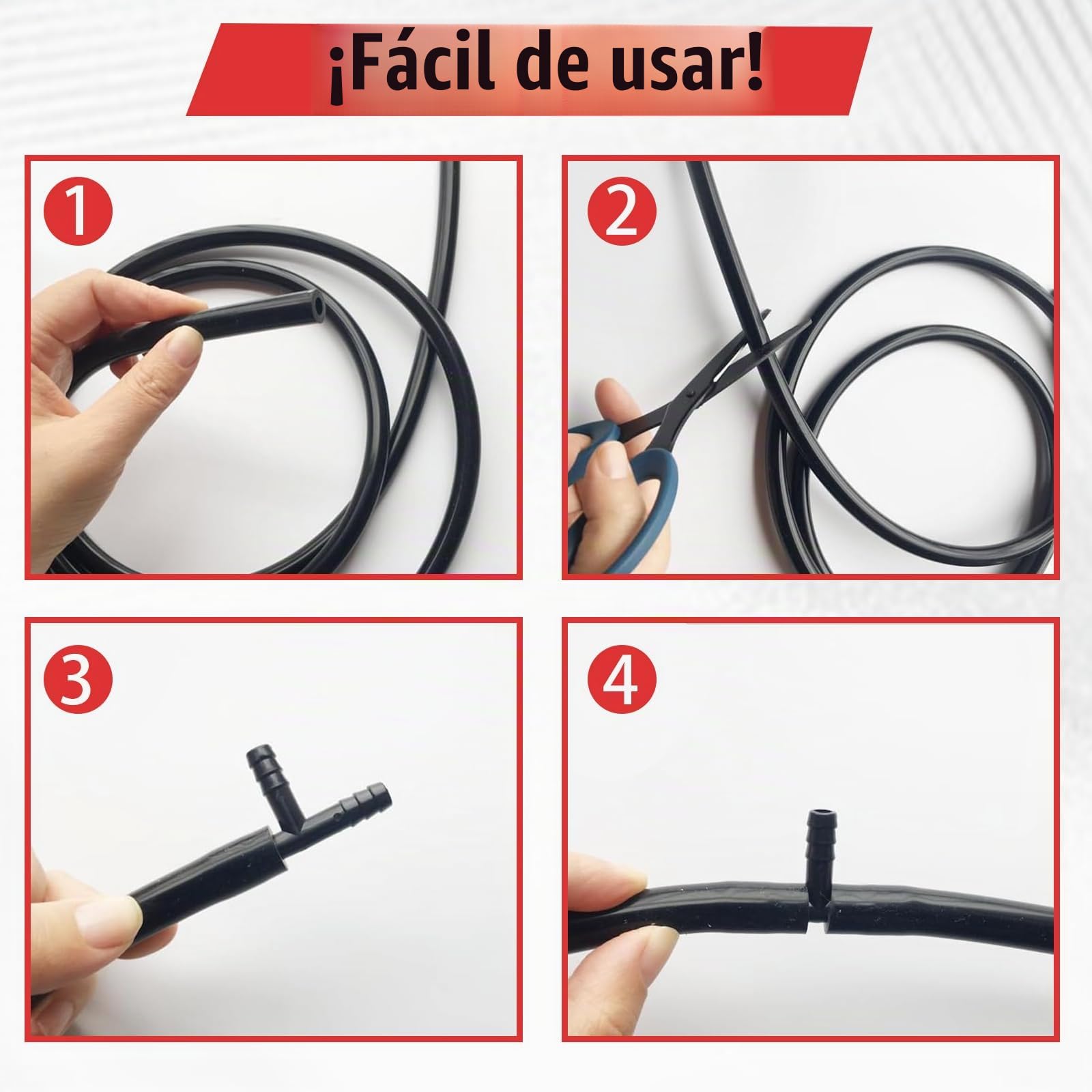 Juego de tubos de vacío de silicona, 3/4/5/6/8/10 mm (2 m cada uno), con 120 conectores, Presión de estallido 130 PSI, Rango de temperatura -40 a 220°C, para sistemas de vacío y agua de coche