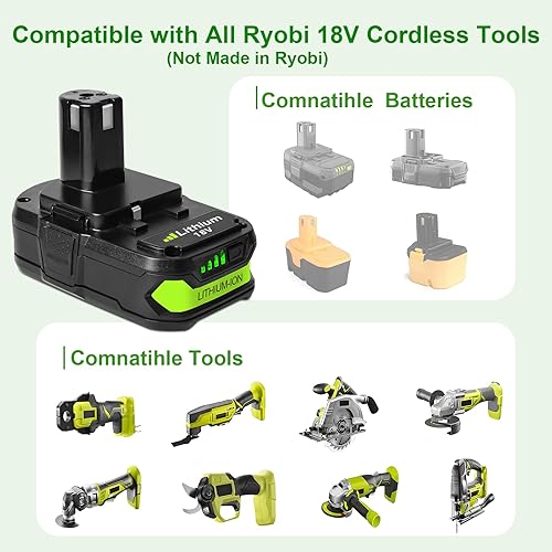Miniatura 2 de 2 Pack 3.0Ah Replacement Battery and Charger Combo for Ryobi ONE+ 18V - Compatible with Ryobi 18V Cordless Tools