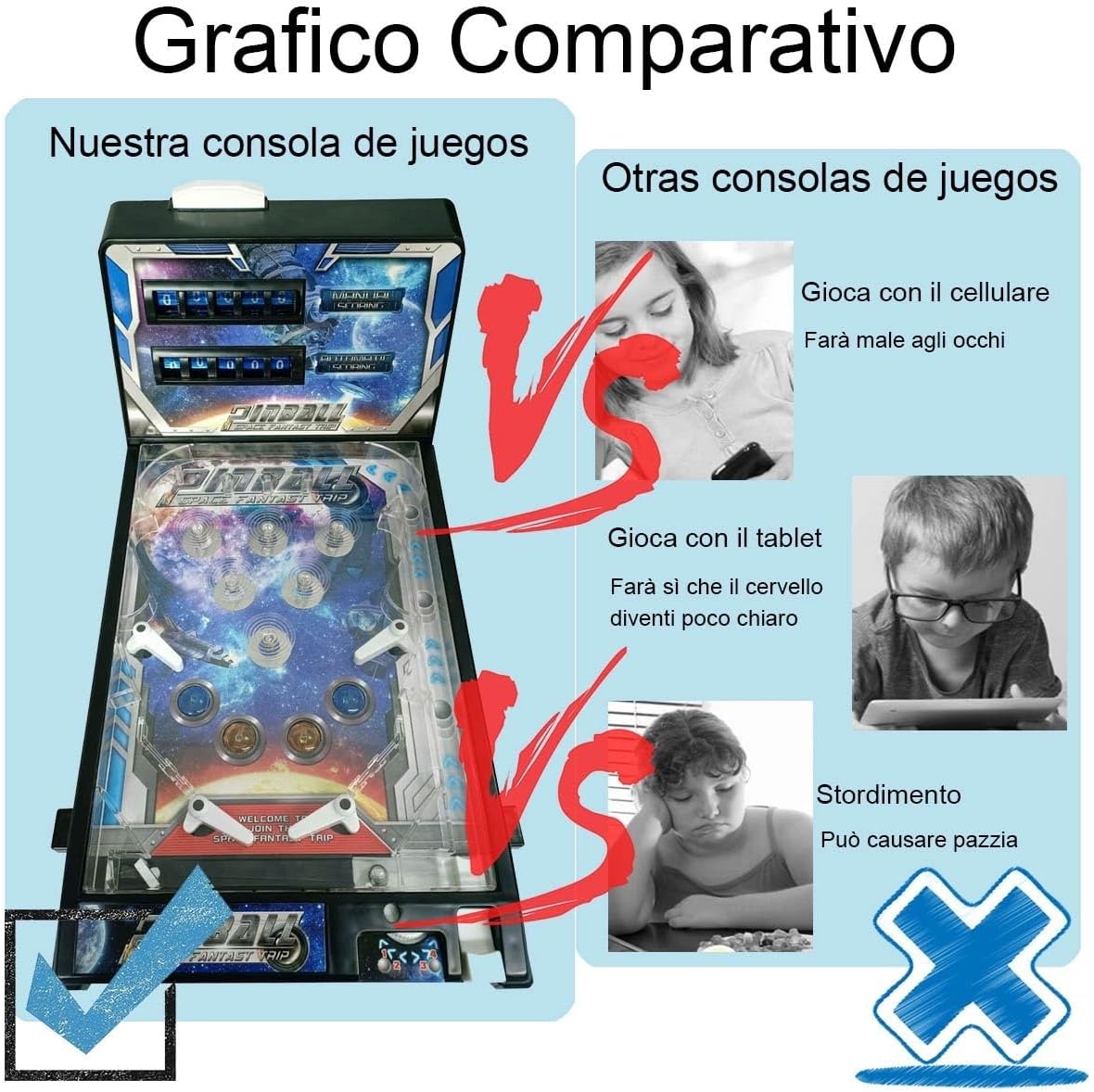 LED Table Top Pinball Machine Kit Space Theme Electronic Arcade Game Exciting Ball Shooting Game with Lights and Music for Kids, Pinball Gifts with Digital Scoreboard