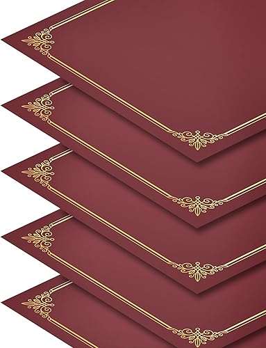 Vista 20 de GNL Soportes para certificados, paquete de 25 soportes azules para diplomas, cubiertas de certificado con borde de lámina dorada, para papel