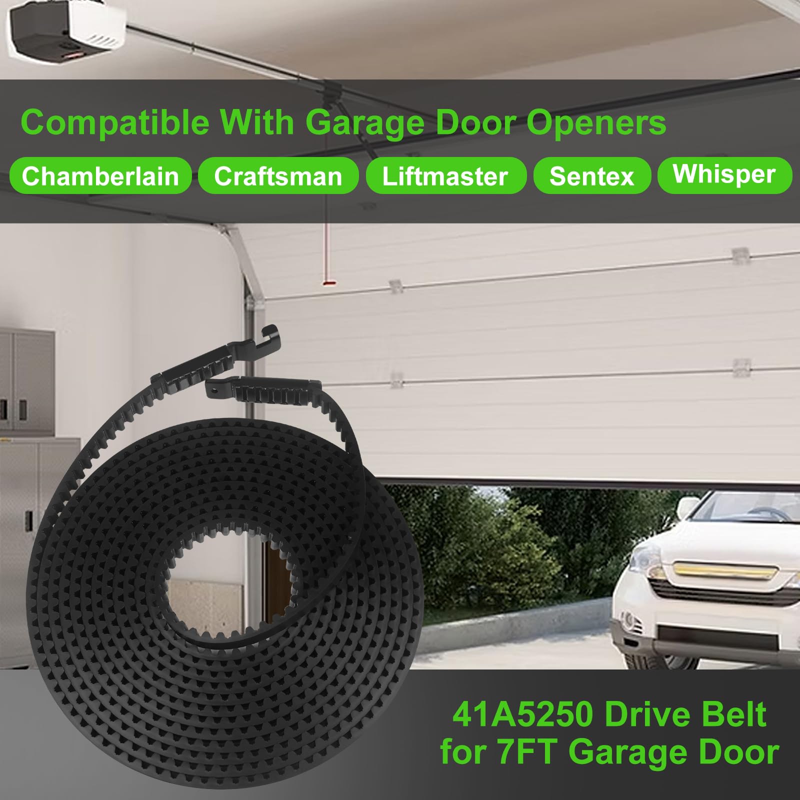 41A5250 Drive Belt 237'' for 7FT Garage Door Stable and Quiet 041A5250 Belt Replacement Compatible with Chamberlain Liftmaster Craftsman Sentex Whisper Openers (41A5250 7FT Garage Door Belt) — Amazon image 5