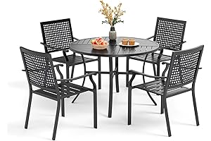 PHI VILLA 5 Pieces Outdoor Round Dining Set for 4