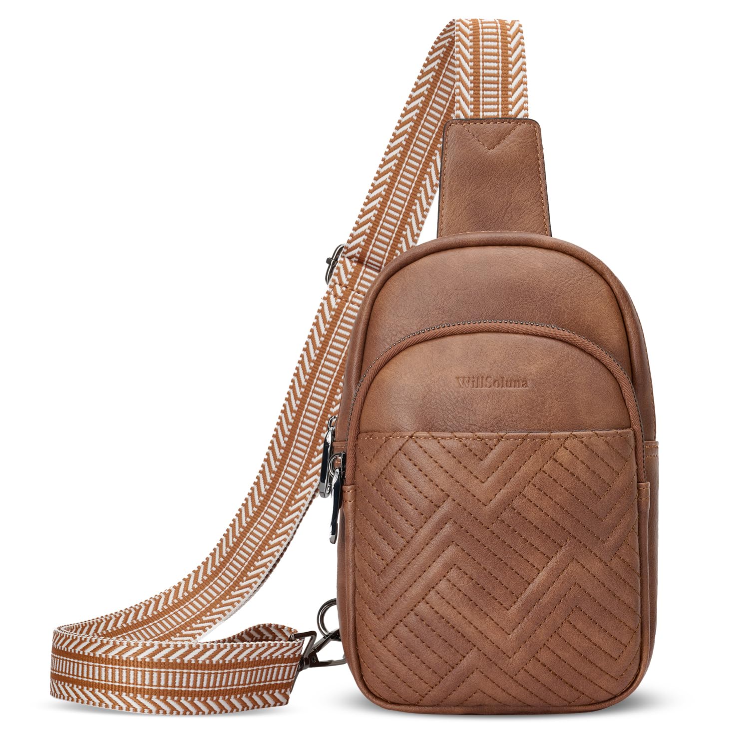 WILLSOLUNA Leather Crossbody Bags for Women Small Sling Bag Anti Theft RFID Chest Purse Fanny Pack for Travel