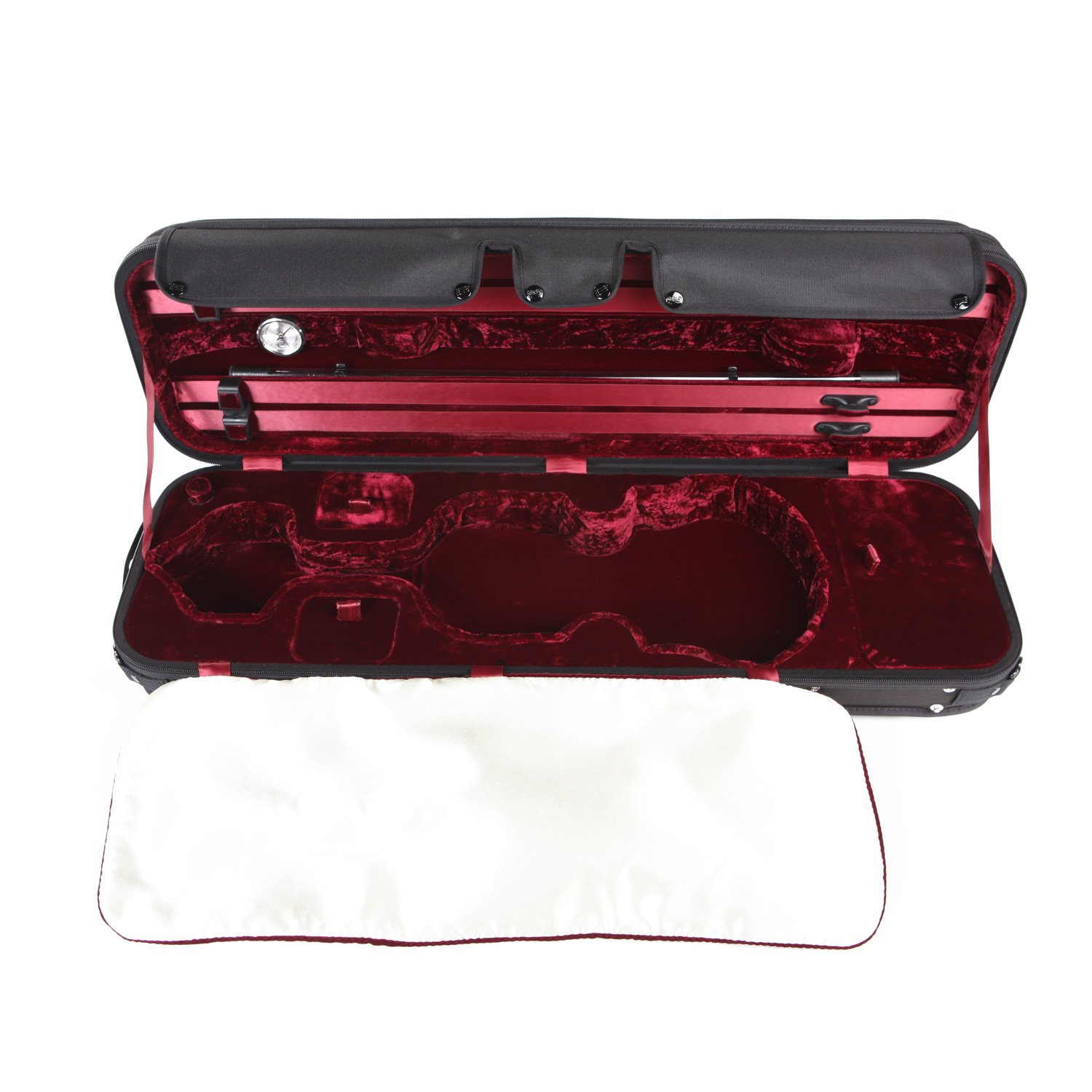 GEWA Violinkoffer 4/4 Liuteria Maestro - schwarz/rot - Thermokern - Gepolsterte Schwebelagerung - Wasserabweisender Schraubbezug - Schweizer Schloss - Rucksackriemen - Notentasche
