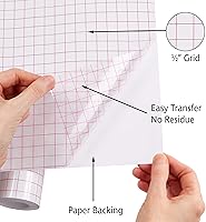 Vista 4 de iVyne Cinta de transferencia para vinilo Cricut, rejilla roja de 12 pulgadas x 25 pies, rollo de papel de transferencia de agarre estándar adecuado