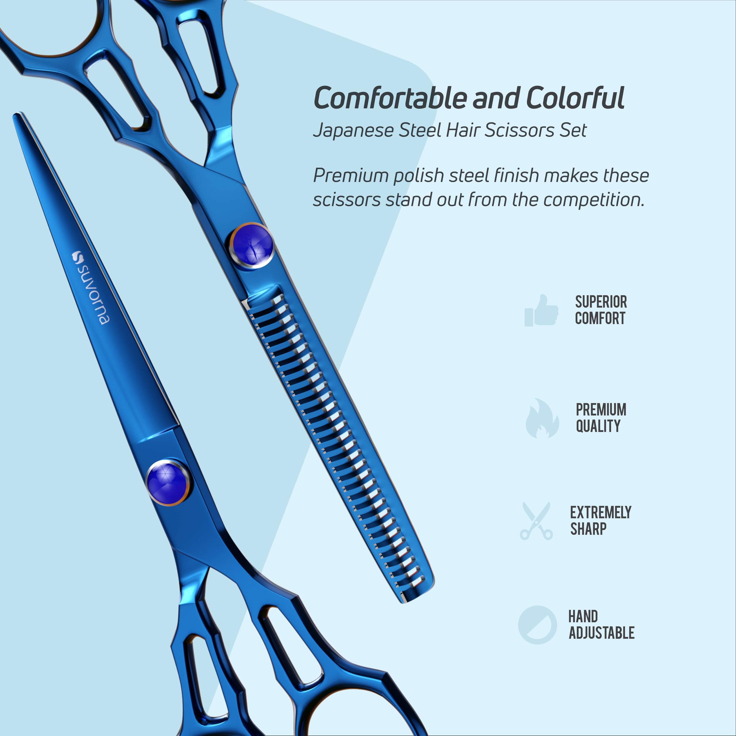 Suvorna 5,5 zoll haarschere friseurschere - haarschneideschere set - hair cutting scissors -barber scissors - friseur schere - Ausdünnen Schere. Exklusiv für Damen/Herren, Salongebrauch (2-teilige)
