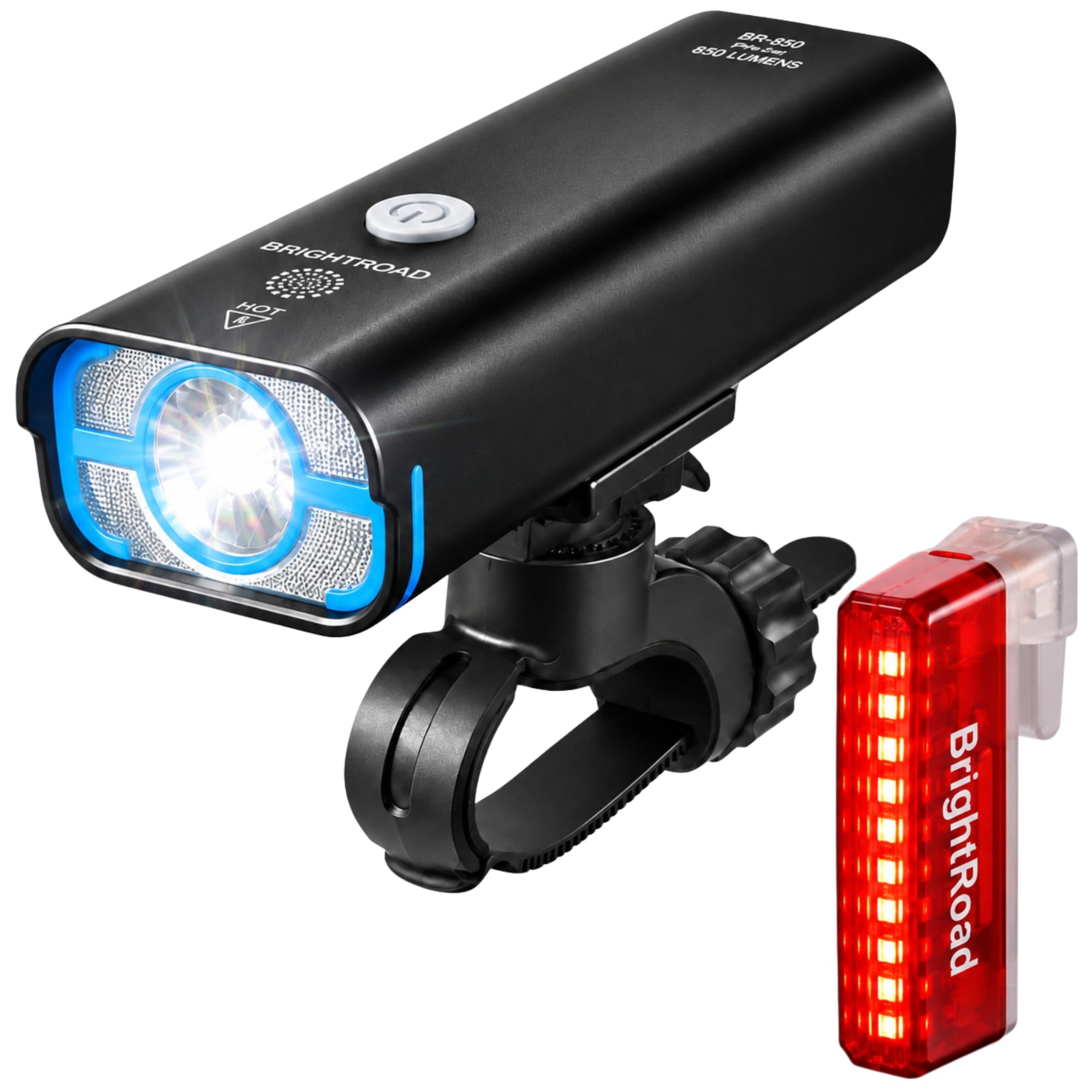 Set 850lm Headlight & 30lm Tail Light Bike Lights Front and Back
