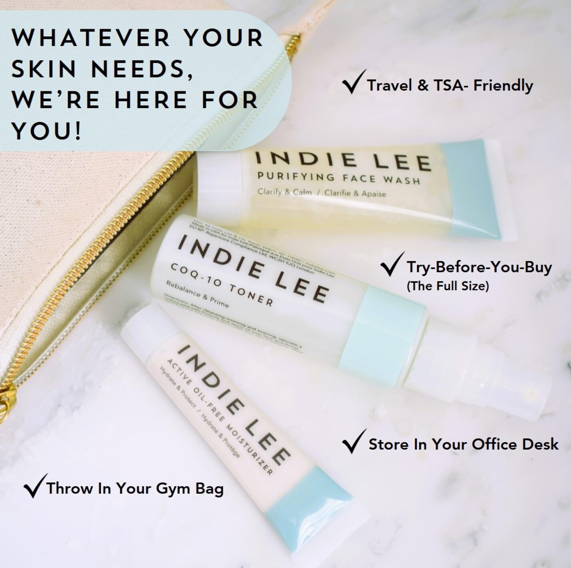 Indie Lee 3-Piece Skincare Discovery Kit with Cleanser, Toner and Facial Oil