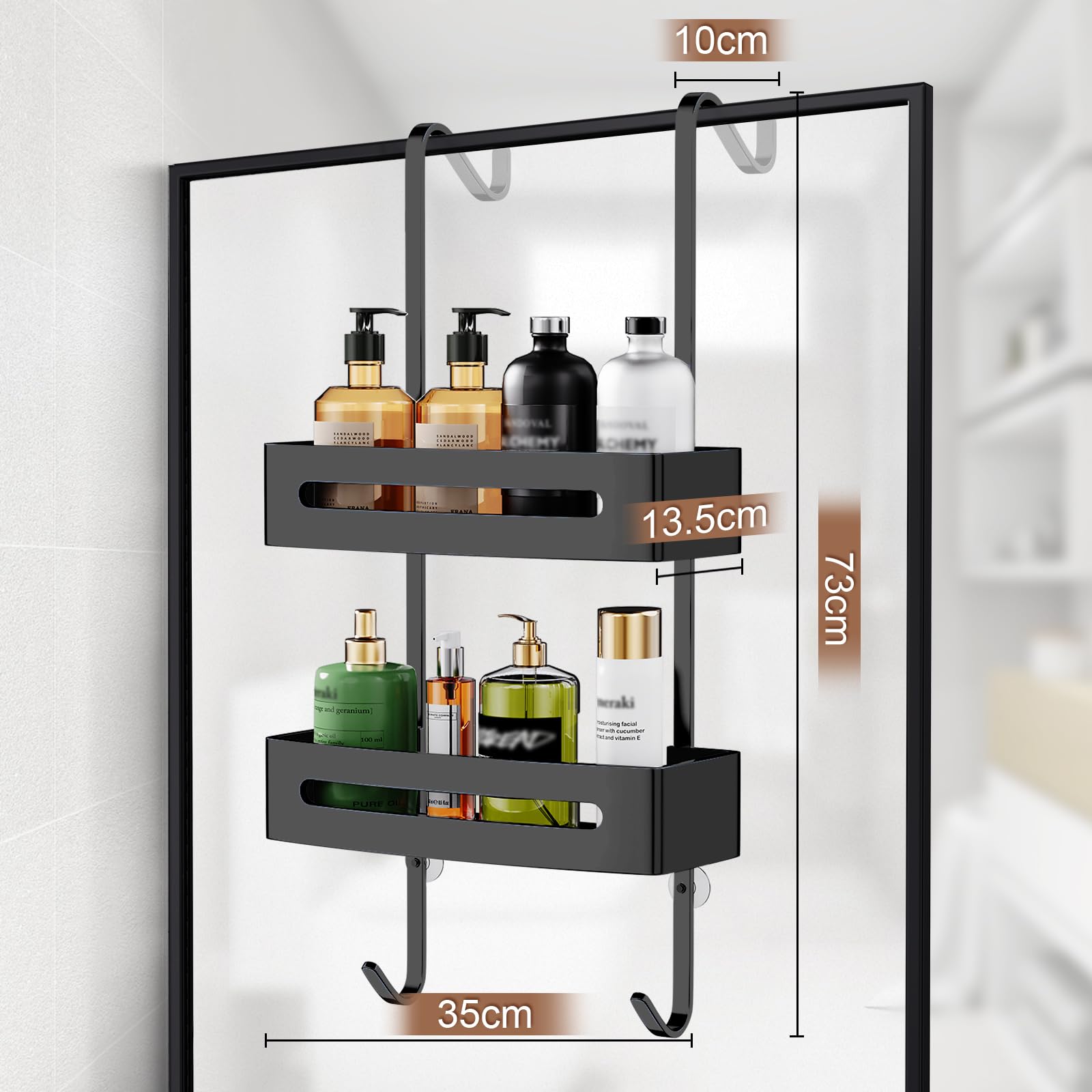 Ajex Shower Caddy Hanging,Over Door Shelf Storage with 2 Tier Rack Hanging - Image 2
