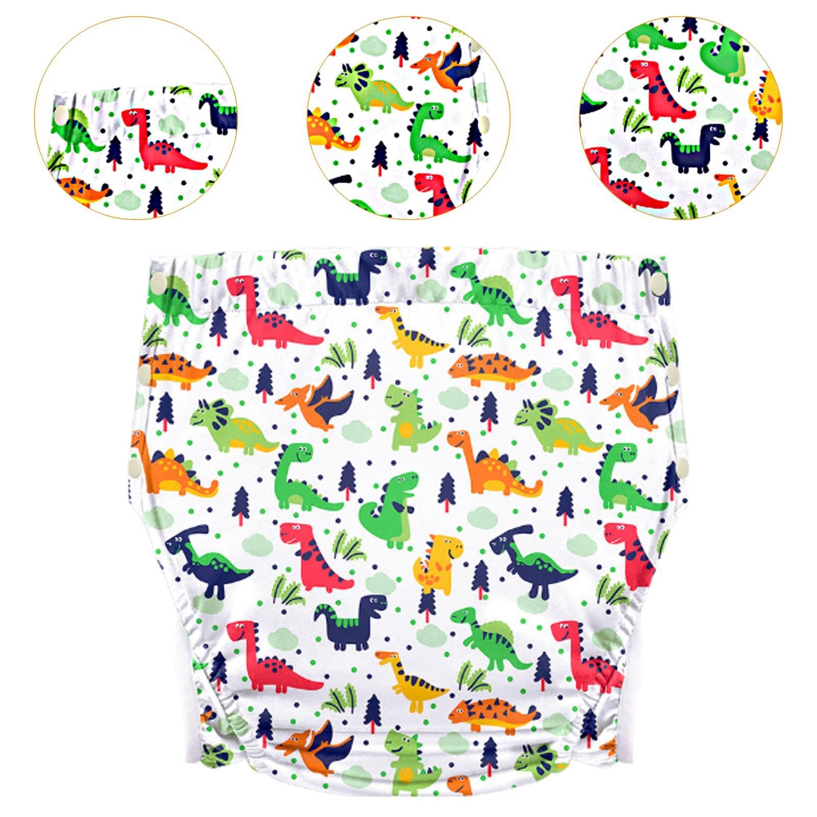 predolo Couche-culotte en tissu réutilisable pour adultes, culotte d'incontinence, housse de couche lavable robuste, housse de couche-culotte pour adultes, Dinosaure Xl