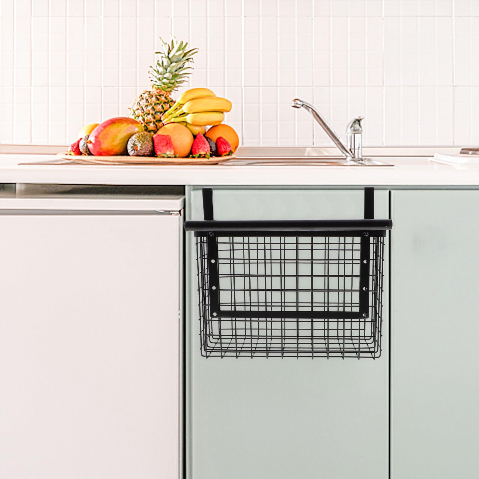 Homoyoyo Cesta Colgante de Acero al Carbono Negro para Cocina y Armarios Estante de Almacenamiento Multiusos para Especias y Utensilios Organizador Resistente y Espacioso para Pared