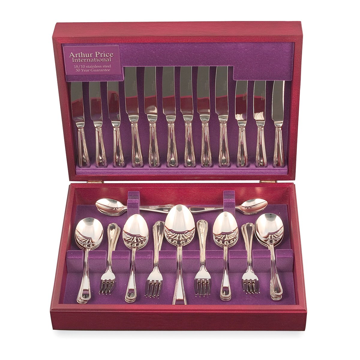 Arthur Price Classic 44-piece Bead cutlery set for 6 people in a stylish canteen
