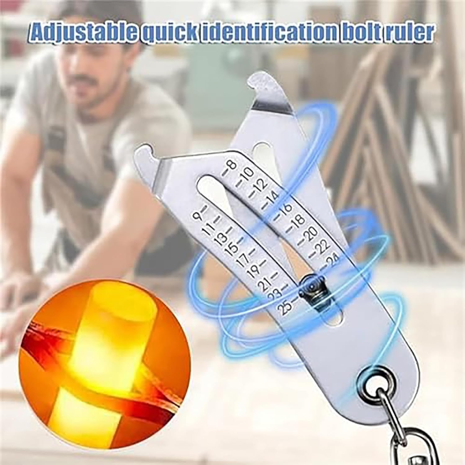 Bolt Head Size Finder, Nut and Bolt Thread Checker, Bolt Size Finder Tool, Thread 𝐒𝐢𝐳𝐞 Checker Keychain, Portable Precise Thread 𝐒𝐢𝐳𝐞 Checker Keychain (5pcs)