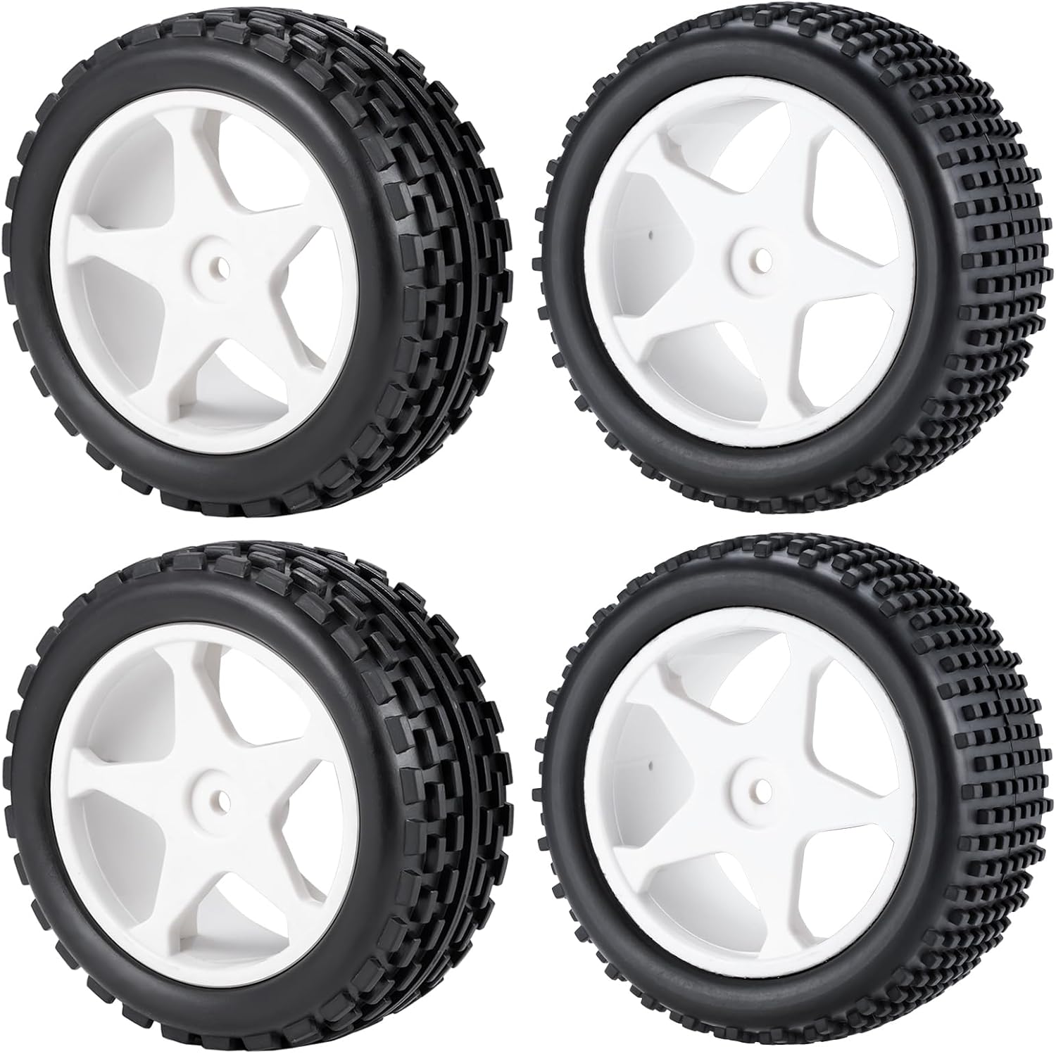 Amazon.com: MORFUM 4Pcs Rubber Tire Plastic 5 Spoke Rims Off Road Tires ...