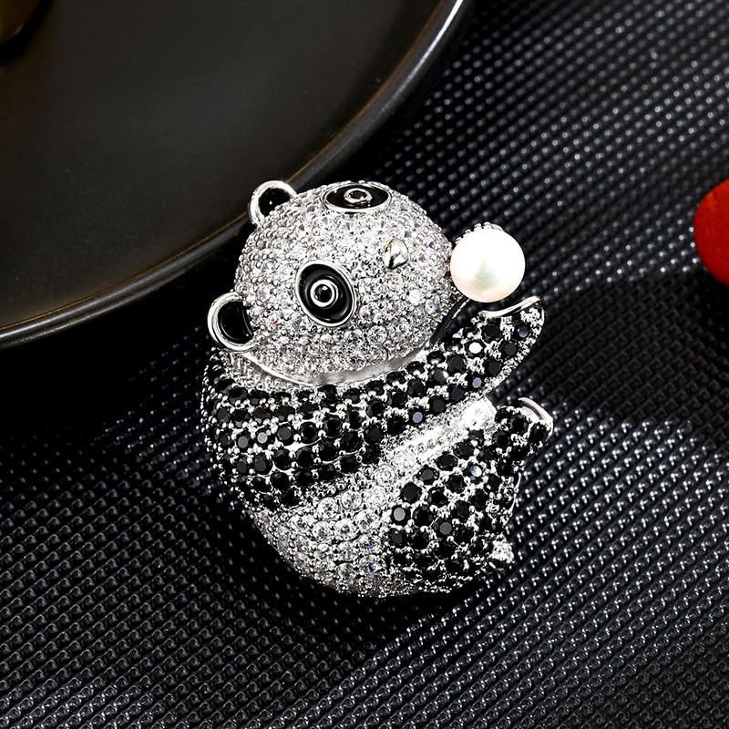 Image of Animal Brooches for Women Gold-Plated Panda /Bee /Snake /Elephant Pearl Brooch Lapel Pin Rhinestone Animals Brooch Jewelry for Mom Wife