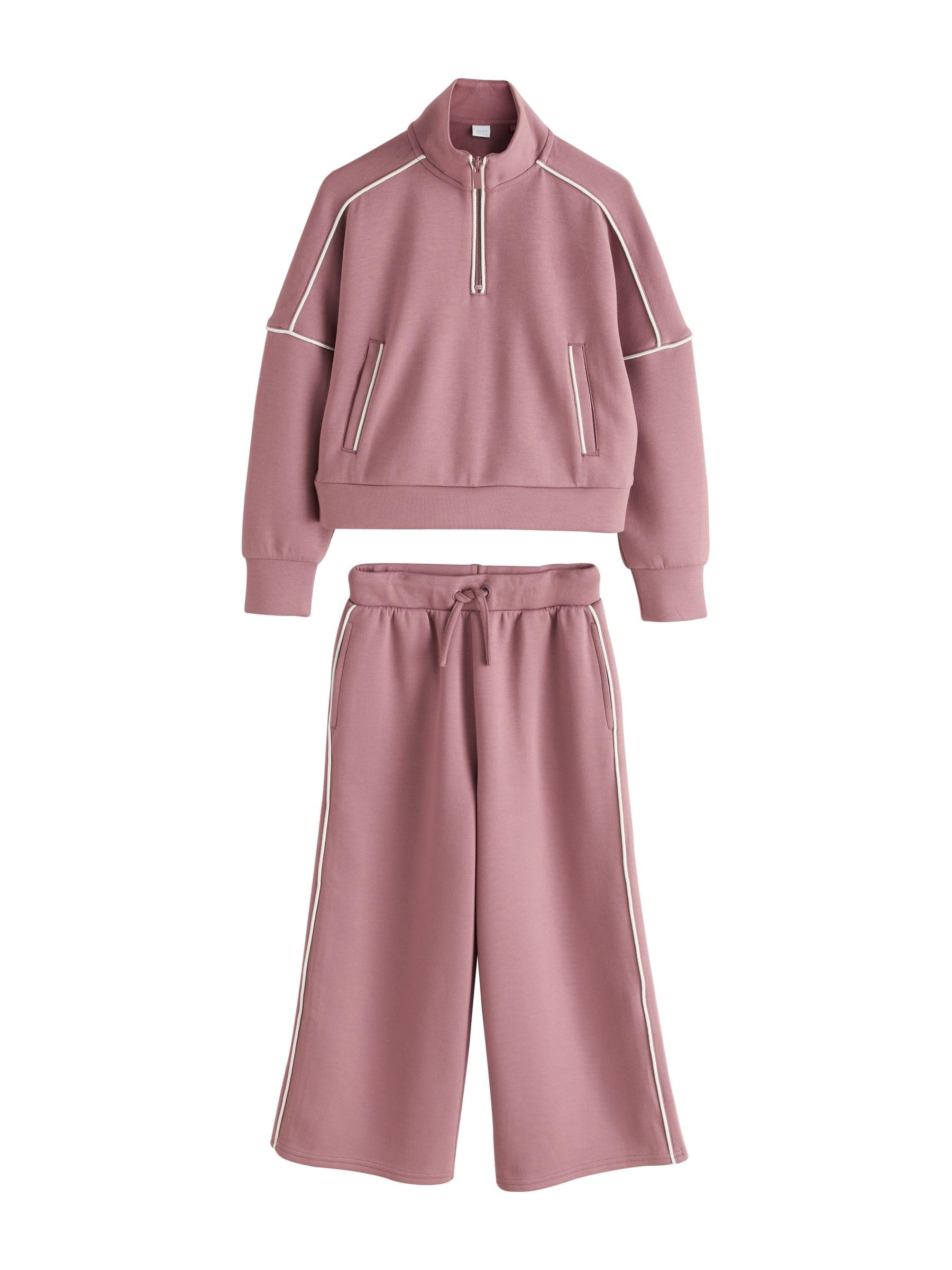 NEXT Fille Ensemble pantalon de jogging large et sweat ras du cou zippé