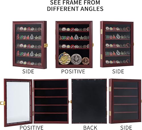 Miniatura 5 de Jinchuan Expositor de monedas de desafío militar con cerradura con cerradura con 2 estantes extraíbles y puerta antipolvo para fichas de póquer de