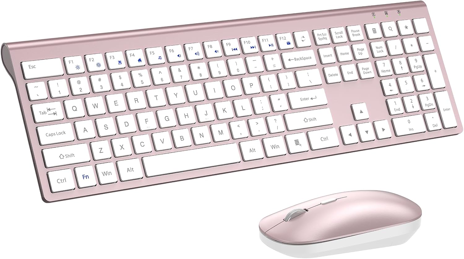 Wireless Keyboard and Mouse Combo, Full Size Keyboard and Mouse, Long Battery Life, Optical Mouse, 2.4G Lag-Free Cordless Mice Keyboard Set Ultra Slim Design for Computer, Laptop, PC, Windows (Pink)
