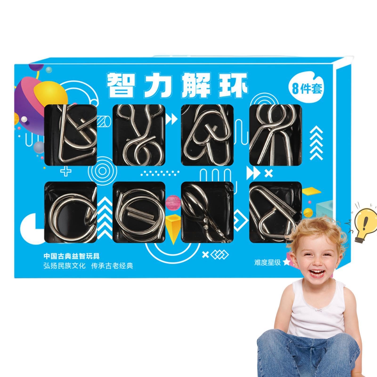 Jeu De 8 Puzzles En Fil De Fer - Casse-tête De Désenchevêtrement, Jouets éducatifs Pour Soirées Entre Amis