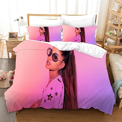 Amazon 寝室3個セット米国セクシーな歌手ariana Grande布団カバーセット男性と女性の寝具セットプリントキルトカバーが2つの枕カバー Color D Size Us Twin 寝具カバーセット オンライン通販
