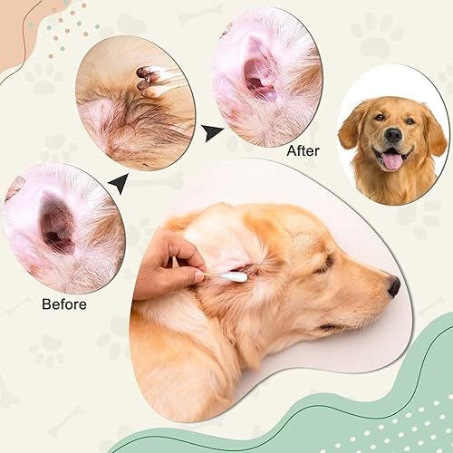 Miniatura 6 de Paquete de 200 hisopos largos y grandes para orejas de perro con palos de bambú: perfecto para la limpieza de orejas de perro y el tratamiento