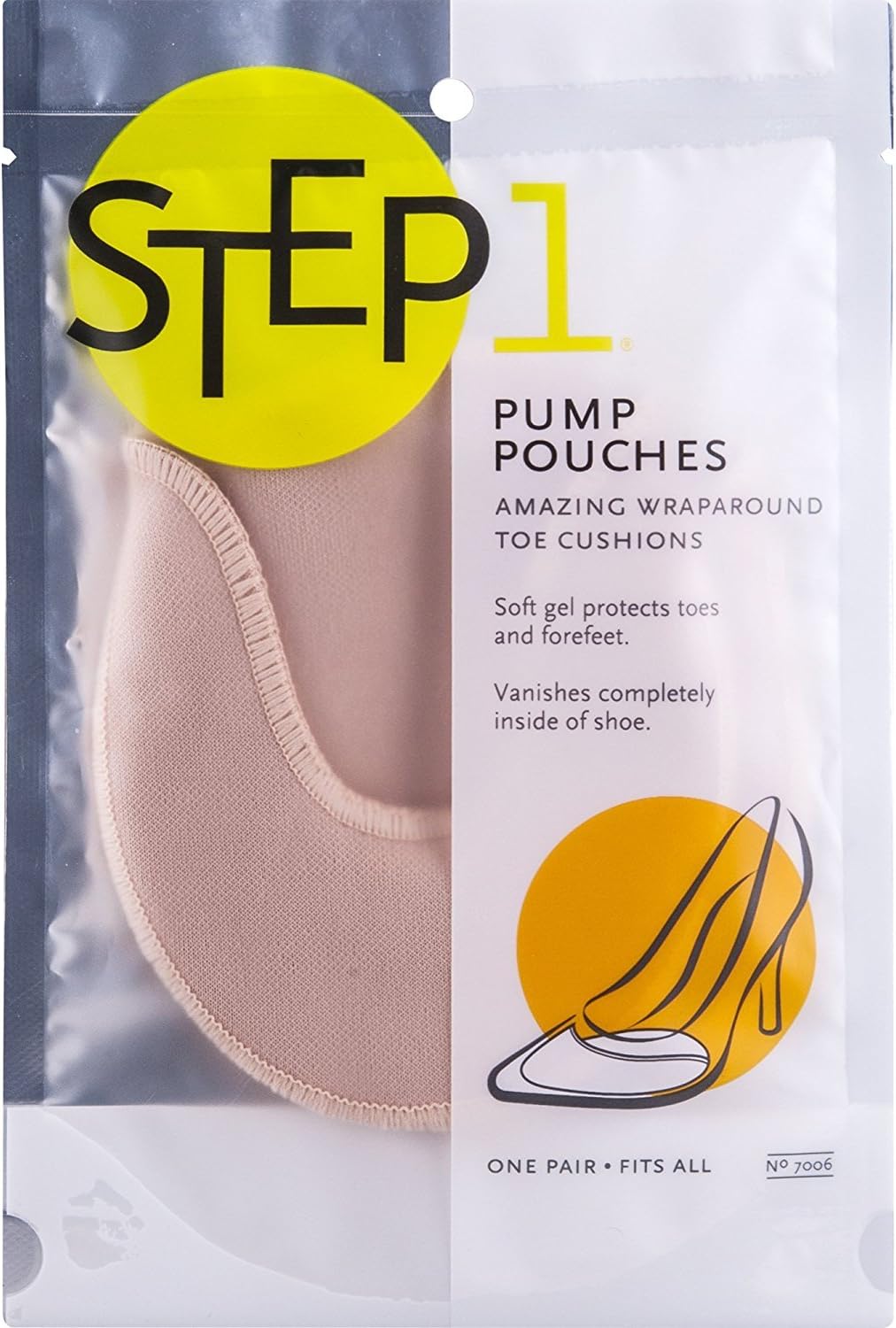 STEP 1 Pump Pouches Wraparound Toe Cushions, 1 Pair, Fits Heels, Ballet Flats, & More