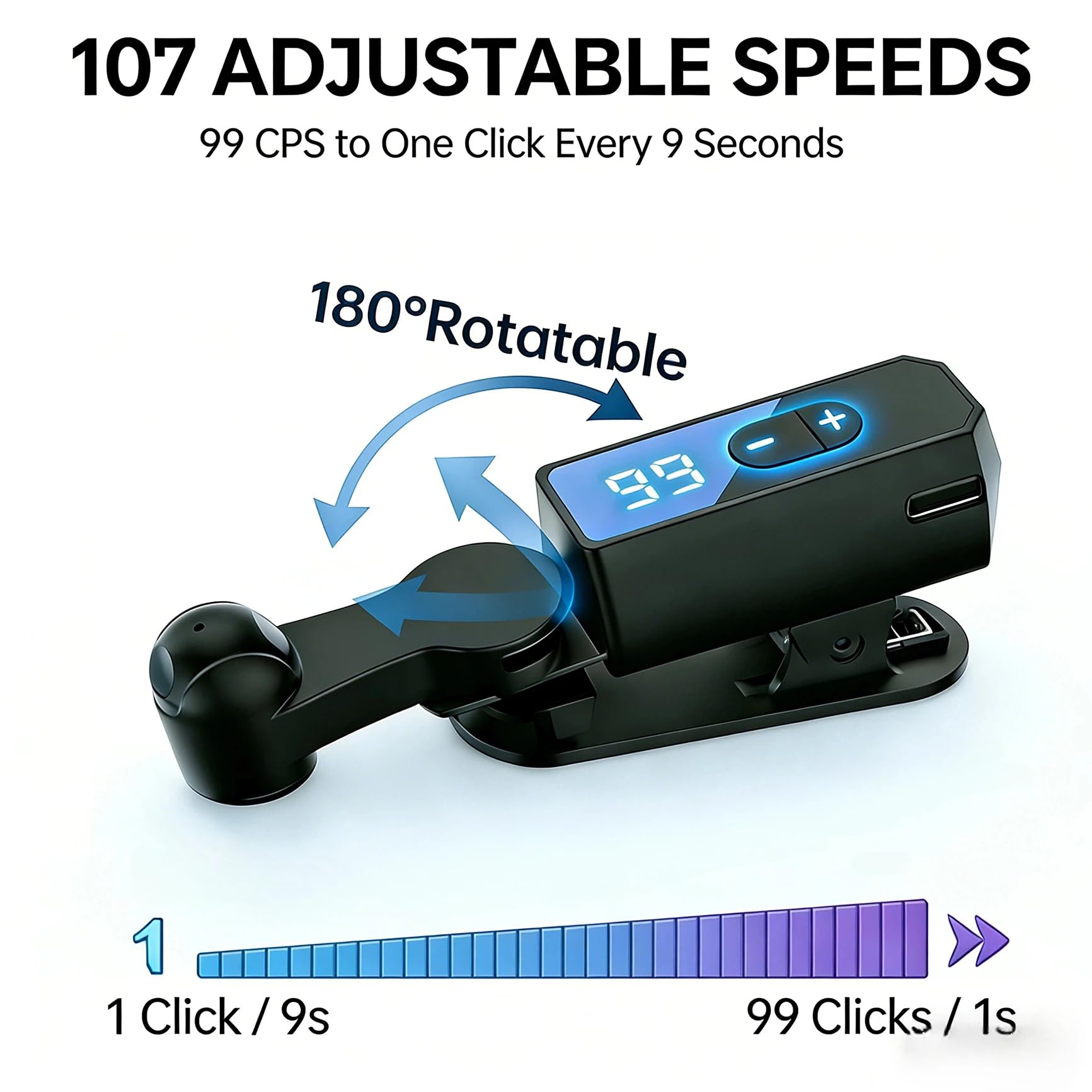Tapper automatico Clicker per Tiktok, iPhone, iPad, smartphone Android, ricaricabile, senza fili, velocità regolabile 107, per streaming live, giochi, attività ripetitive, acquisti