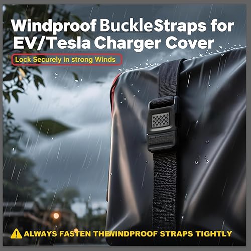 Miniatura 3 de WOLFCAR - Cubierta de cargador para Tesla para conector de pared y cargador de nivel 2, Oxford 420D impermeable y resistente al viento con correas