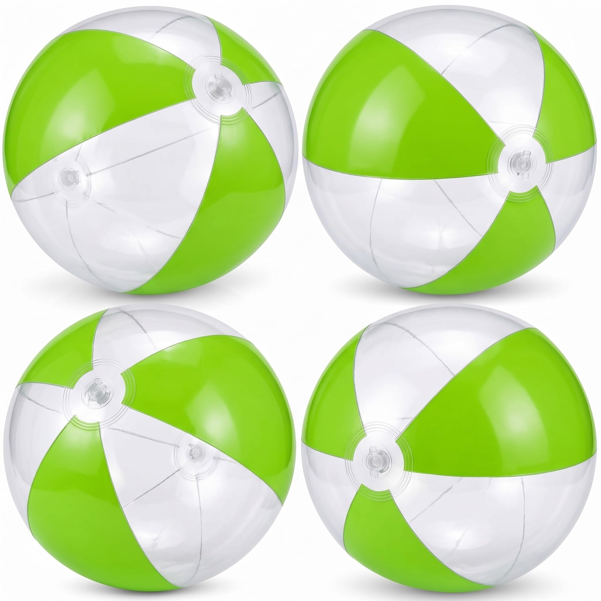 MiniInflat 4 Pack Pastel Beach Balls,Clear Green &amp; Clear,16 Inch