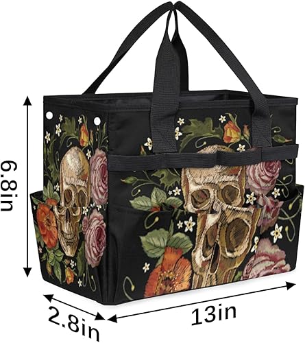 Miniatura 3 de Floral Flowers Skull Garden Tool Tote Bag for Women Men Gardening Tool Storage Bags with 10 Pockets Standable Garden Home Tool Kits Organizer for