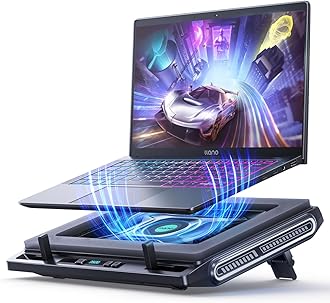 Laptop Cooler, Gaming Laptop Cooling Pad with 3500RPM Turbofan, 4.72 Inch External Fan Laptop Stand, Adjustable Variable Speed, Button Control, Seal Foam for Rapid Laptop13-17.3in, V10, Black