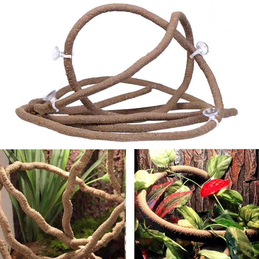 POHOVE Petit Animal Bend-A-Branch Jungle Vigne de Compagnie Habitat Décor avec Ventouses, Flexible Décor, Reptile Grimpeur Long pour Lézard, Serpents Et Plus Alpinisme - comme Image Show, 39.37inch