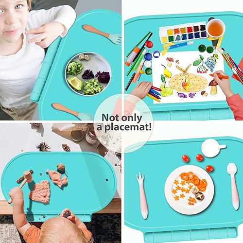 Miniatura 2 de Mantel individual de silicona para bebé y niños pequeños, antideslizantes, resistentes a las manchas, antideslizantes, reutilizables, aptos para