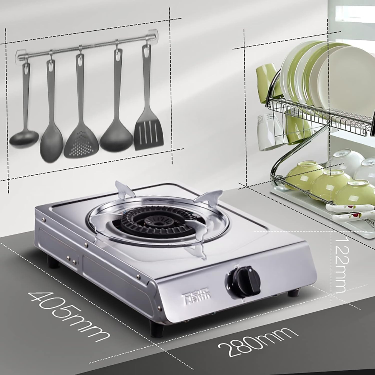 Gas cooktop Desktop Table-Top Gas Hob Gas hob 4.2KW Desktop Camping Gas Stove Portable Gas Stove Cooking Burner Stainless Steel Panel in Easy to Clean for Warming Cooking Boiling F