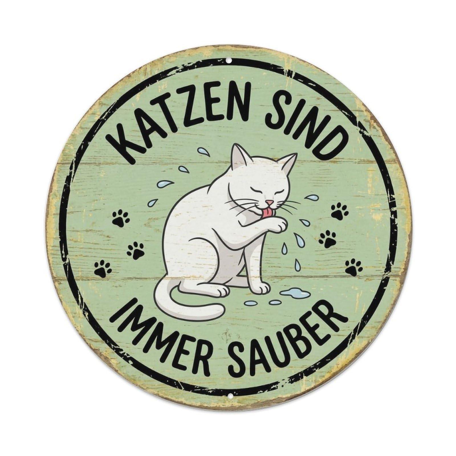 Cat Grooming Round Wall Hanging Metal Tin Sign