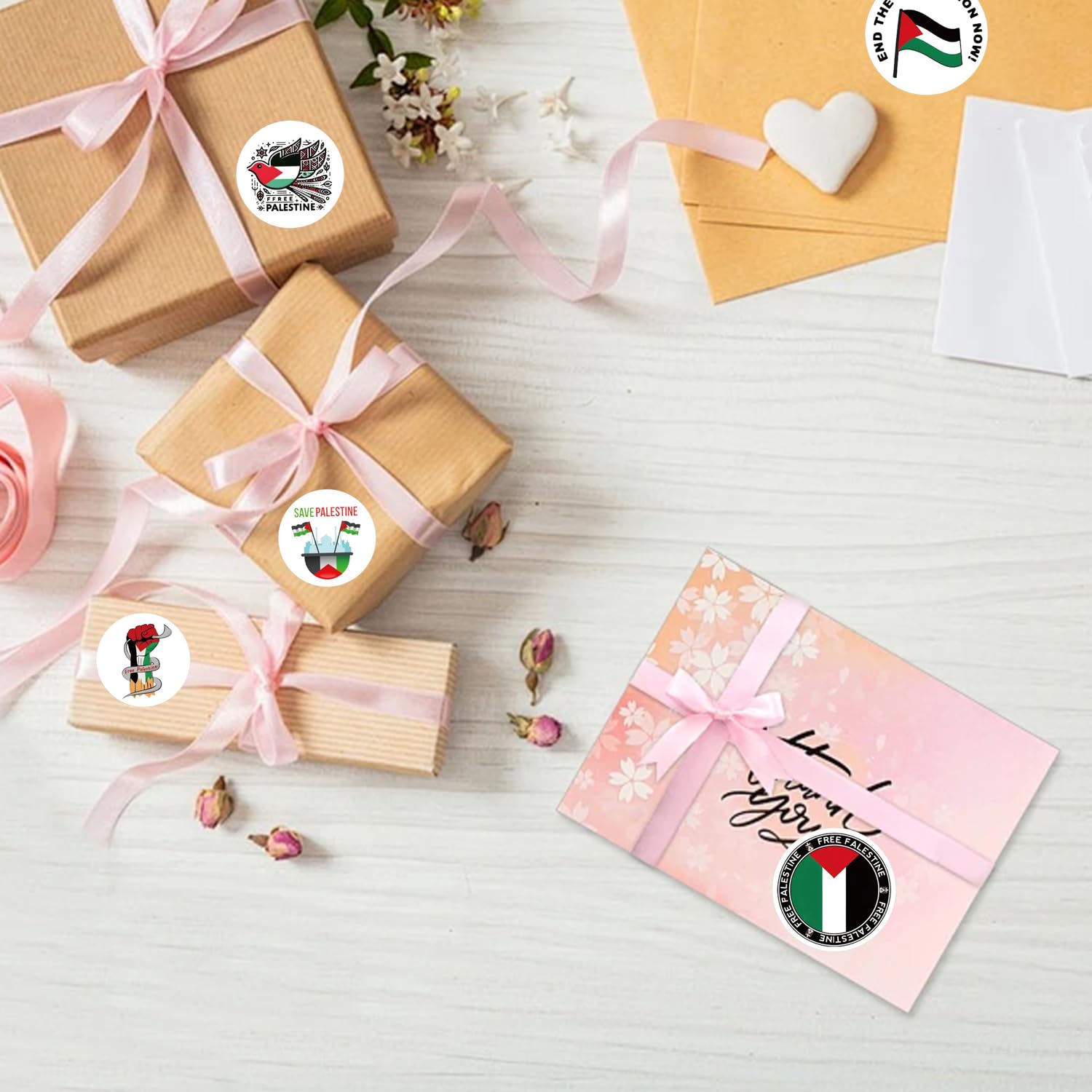 Free Palestine Stickers Roll - 1000pcs Ceasefire Peace Dove & Flag Stickers, Waterproof Vinyl for Laptop Water Bottles & Skateboard - Image 4