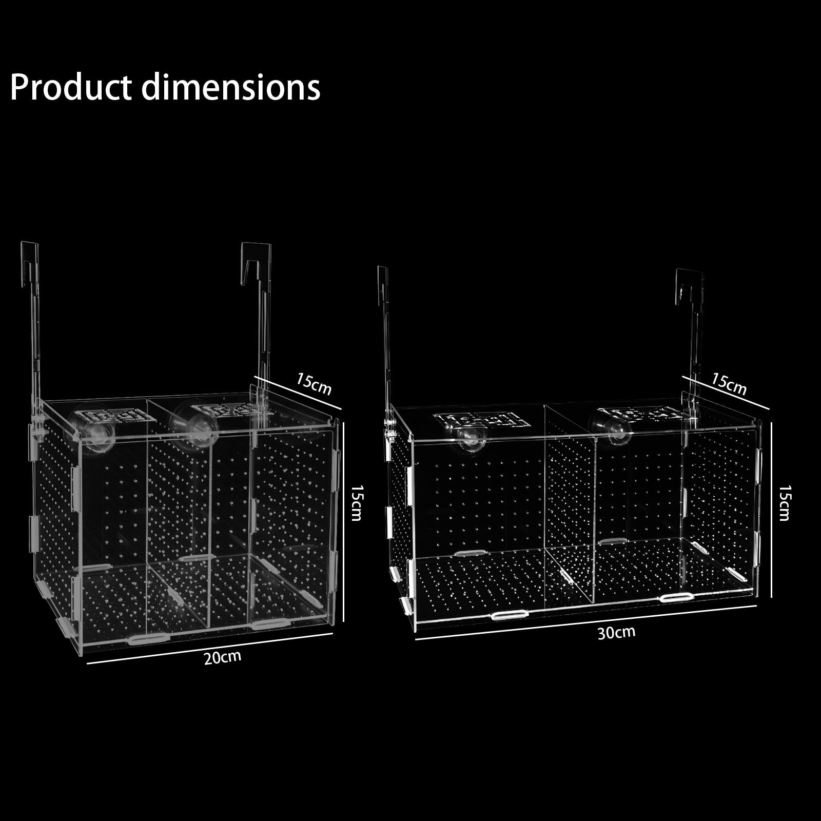 Scatola separazione degli habitat in acrilico visibile con 2 aree per l ' isolamento sicuro degli animali domestici Pianificatore compatto per acquari