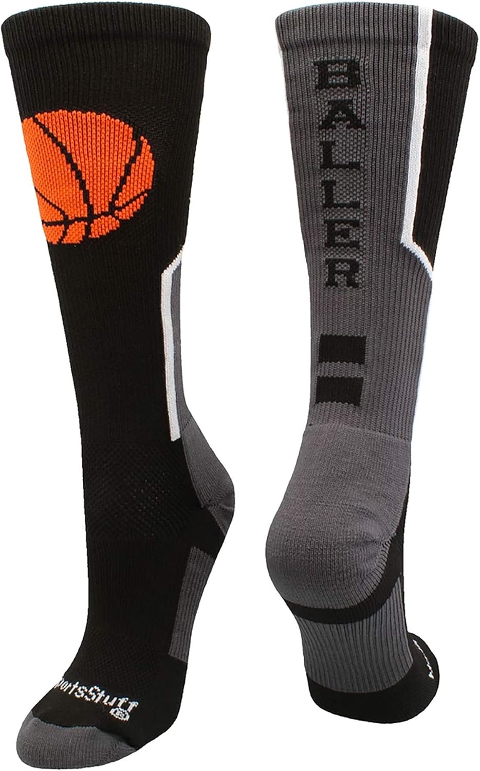 MadSportsStuff Baller Basketball Socks with Basketball Logo Crew Length : Sports & Outdoors