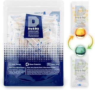 Dry & Dry 1 Gram[100 Packets] Orange Indicating Silica Gel Packets Desiccant Dehumidifiers - Food Safe Silica Packs, Silica Gel, Moisture Absorbers, Silica Packets, Desiccant Packs