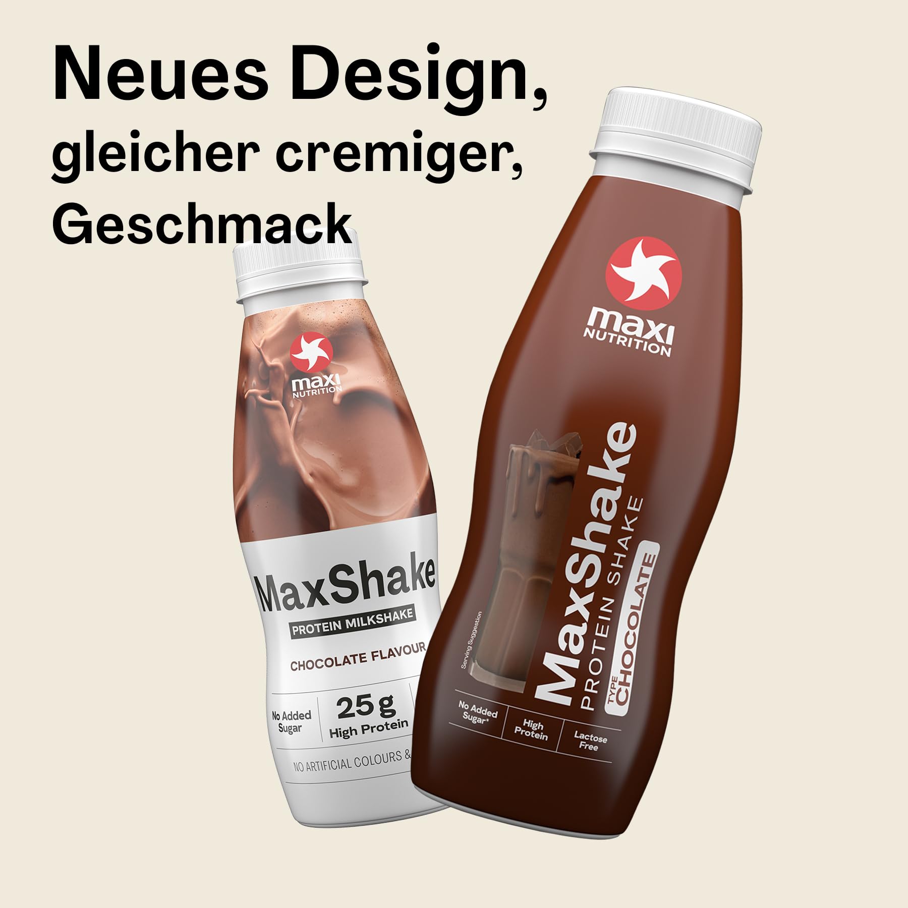 MaxiNutrition MaxShake Protein Milchshake Schokolade, 12x 330ml, cremiger Eiweiß-Shake für unterwegs, 25g Protein, low fat & low carb, laktosefrei, ohne künstliche Aromen, Made in Germany